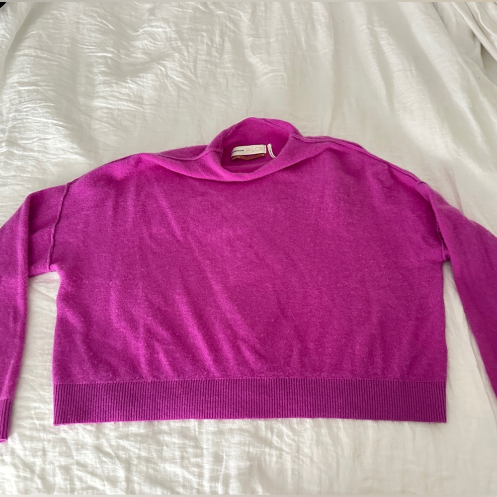 Cashmere Cropped Fuchsia Knit Sweater by Anthropoligie